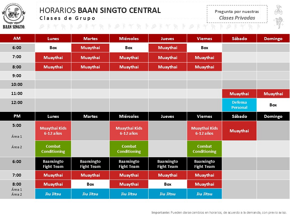 Horarios Clases Baan Singto -  2026